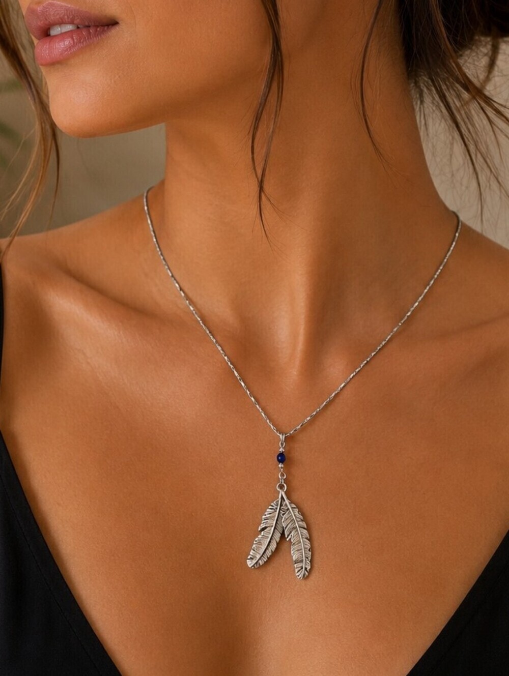 3/$25 Cowboy Core Western Feather Beaded Pendant Chain Necklace